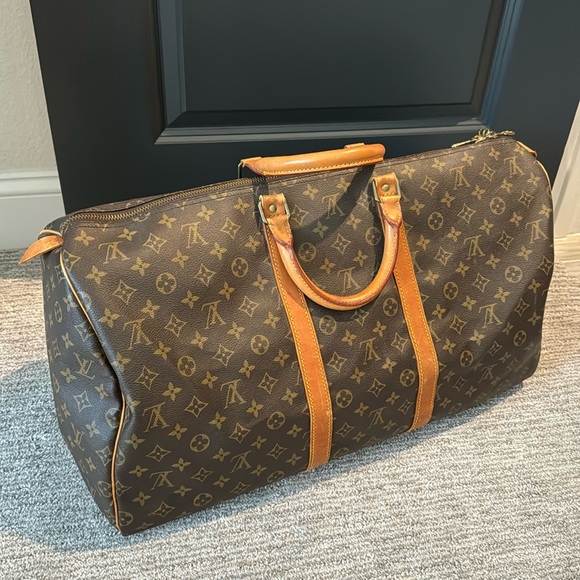 SALE 🔥AUTHENTIC LARGE LOUIS VUITTON KEEPALL 55 TRAVEL DUFFEL BAG LV MONOGRAM - Picture 3 of 11